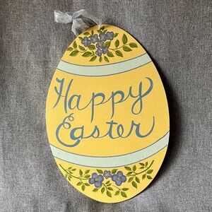 HAPPY EASTER EGG Door SIGN Wall Art Hanger Hanging Plaque Seasonal Spring Decor
